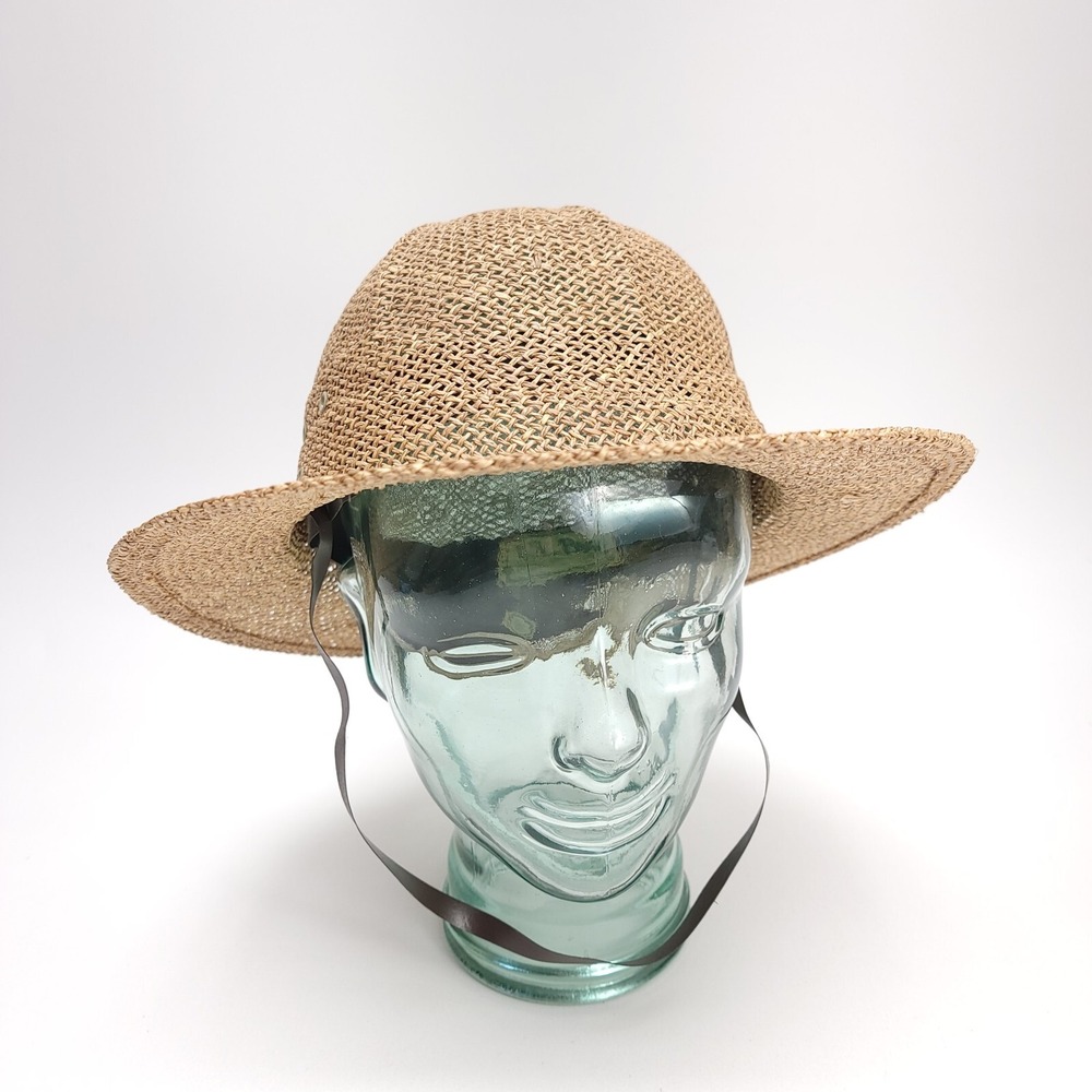 LL Bean Vtg Straw Hat Natural 2.5" Brim BOHO Sun Safari Adjustable Garden - Picture 7 of 13